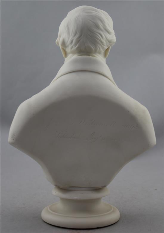 A Copeland Parian bust of Sir Robert Peel, after James Westmacott, c.1850, 26.5cm.